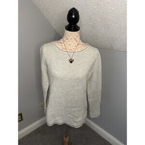 EUC J. CREW Factory Gray Marled Merino Blend Textured Sweater Womens Size Medium